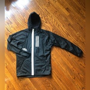 Adidas Black/White W.N.D. Windbreaker Hooded Jacket - Size Medium